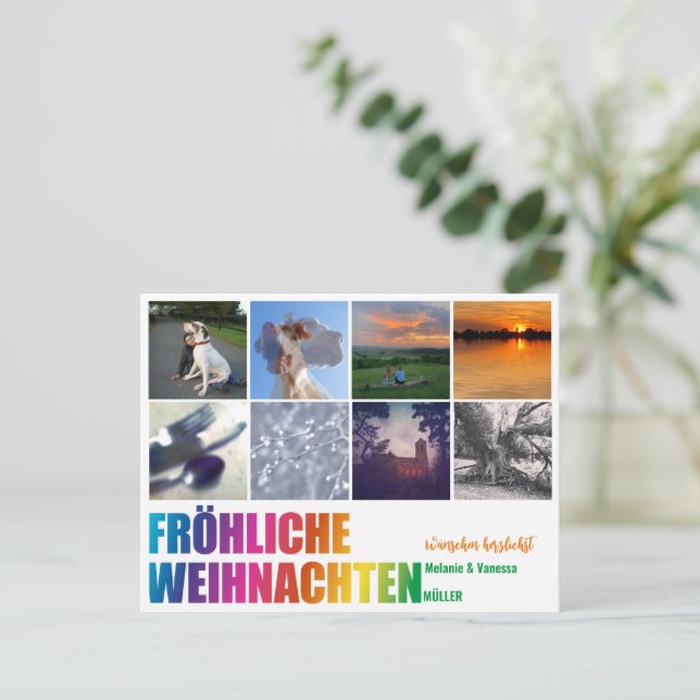 Postal Regenbogen Weihnachtspostkarte  Postkarte (Anverso de pie)