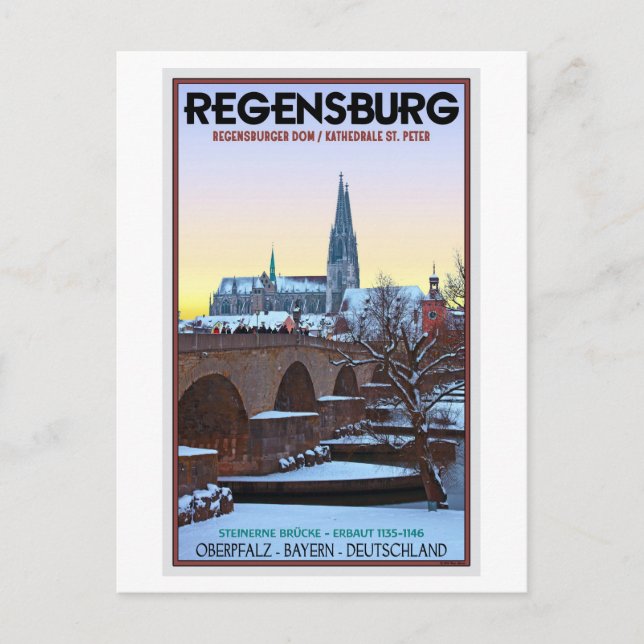 Postal Regensburg - Dom und Steinerne Brücke (Anverso)