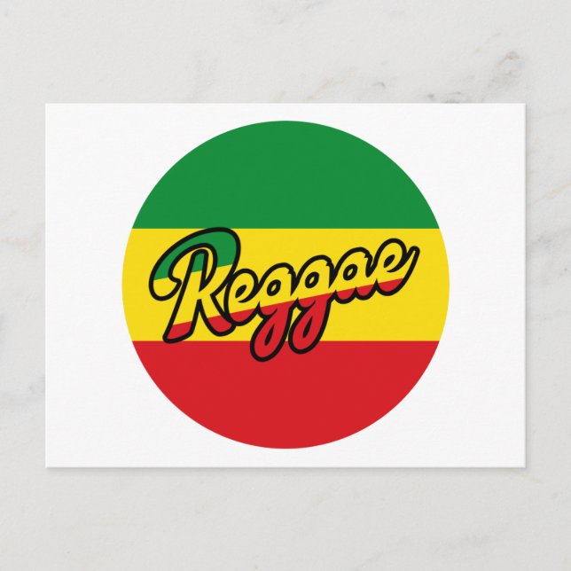 Postal Reggae Music con colores de bandera de reggae (Anverso)