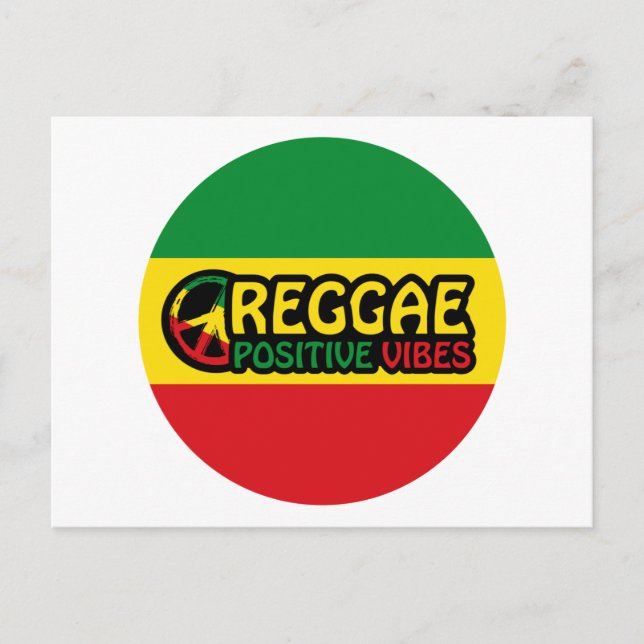 Postal Reggae Music con vibraciones positivas y bandera d (Anverso)