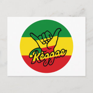 Postal Reggae Shaka Hands con colores de reggae
