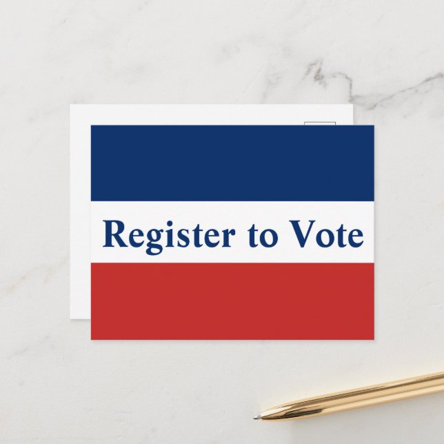 Postal Regístrate para votar por las franjas blanca y azu (Anverso/Reverso In Situ)