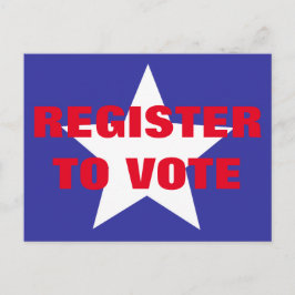 Postal Regístrese para votar Rojo Blanco y Azul Una Estre