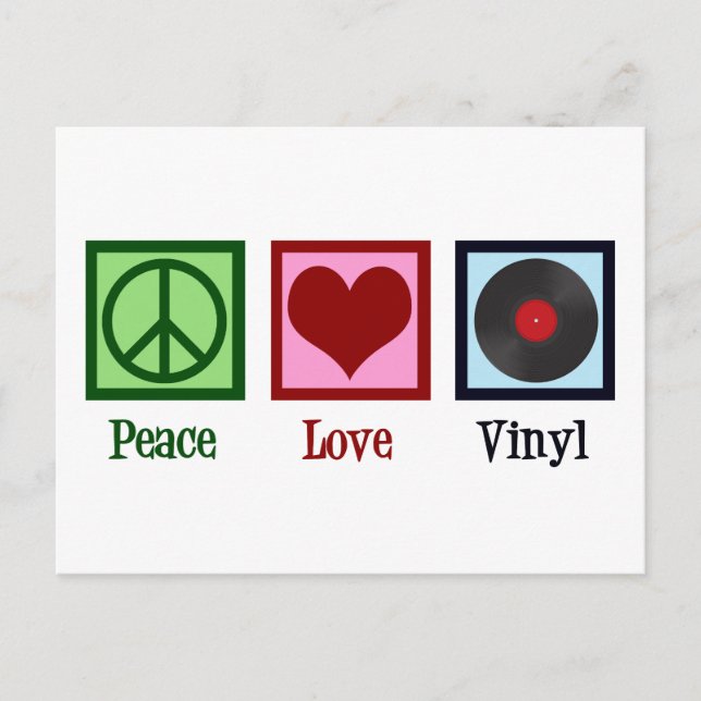 Postal Registros de Vinilo de Paz Amor (Anverso)