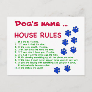 Postal Reglas de la Casa del Perro - reglas para vivir