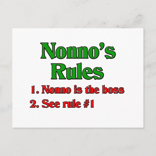 Postal Reglas de Nonno (Abuelo italiano) (Anverso)