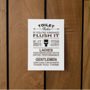 Postal Reglas Divertidas del Inodoro Baño Humor