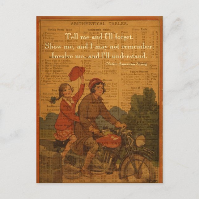 Postal Regresando en bicicleta a la escuela (Anverso)