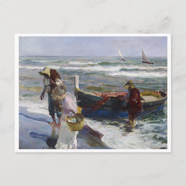 Postal Regreso de la pesca, Joaquin Sorolla y Bastida (Anverso)
