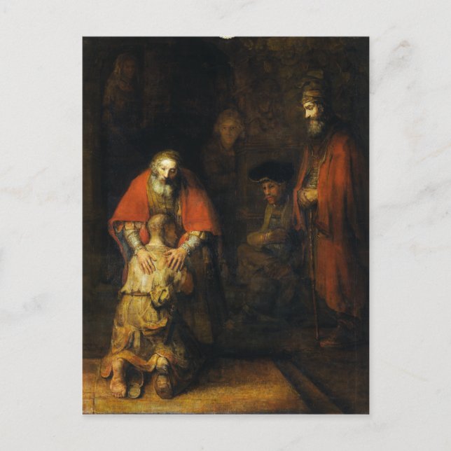 Postal Regreso del hijo pródigo por Rembrandt (Anverso)