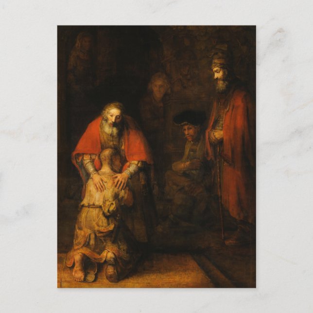 Postal Regreso del hijo pródigo por Rembrandt van Rijn (Anverso)