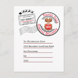 Postal Regreso del Polo Norte Real de Santa a los niños