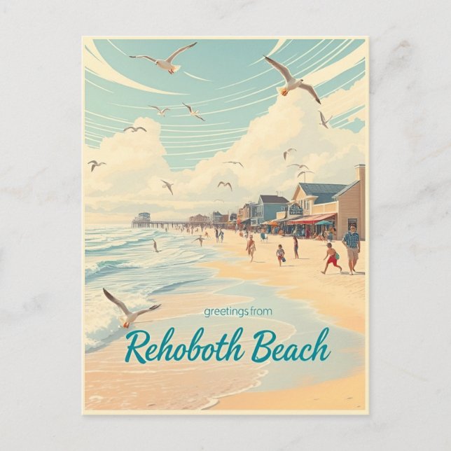 Postal Rehoboth Beach, Delaware – Costero vintage (Anverso)