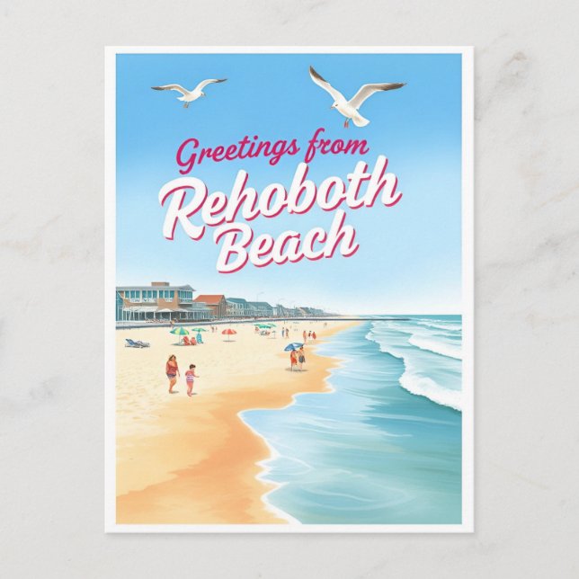 Postal Rehoboth Beach, Delaware Costero Vintage (Anverso)