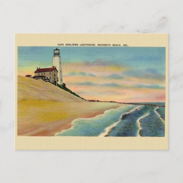 Postal Rehoboth del faro Vintage Cape Henlopen (Anverso)