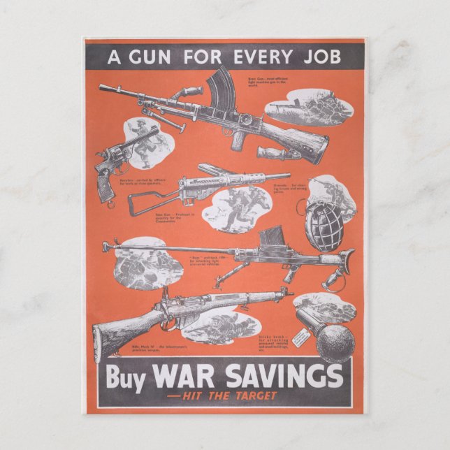 Postal Reimpresión de cartel británico de la época de gue (Anverso)