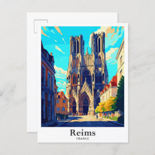 Postal Reims France Art Vintage Travel Ilustracion