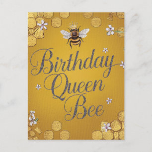 Postal Reina Abeja Cumpleaños - Diseño de Panal de Abeja 