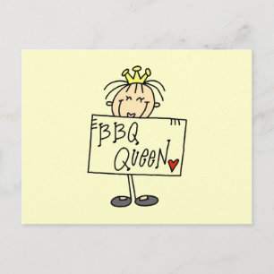 Postal Reina de Barbacoa Figura de Palitos