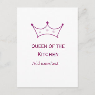 Postal reina de cocina corona malva cocinar nombre chef