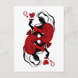 Postal Reina de corazones. Carta de juego de moda