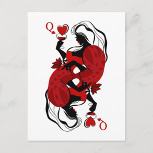 Postal Reina de corazones. Carta de juego de moda