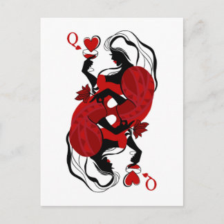Postal Reina de corazones. Carta de juego de moda