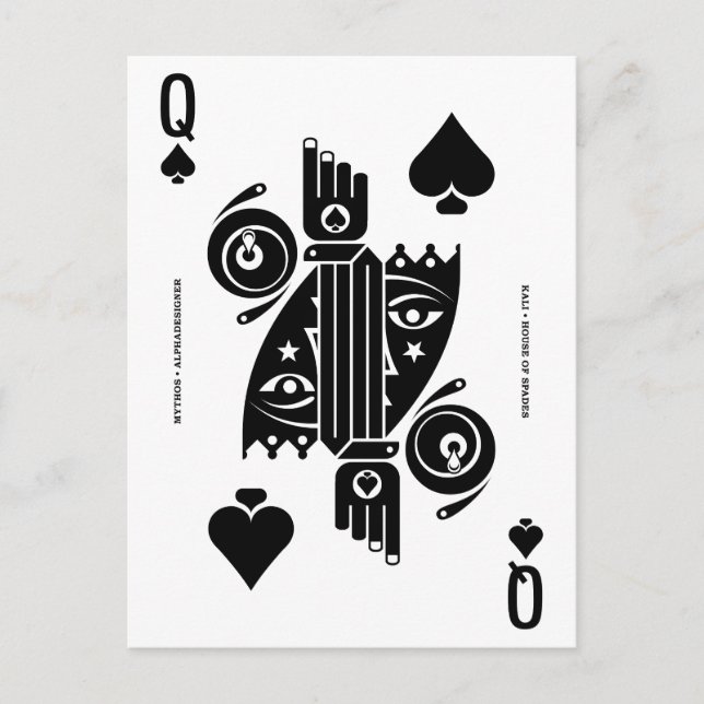 Postal Reina de espadas de Mythos Kali (Anverso)