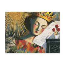 Reina de fantasía y su gato en la cama