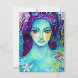 Postal Reina de hadas encantada con mariposas