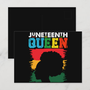 Postal Reina de Juneteenth Afro Negro Melanina Chica 
