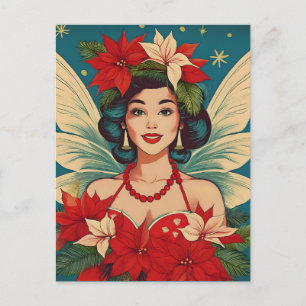 Postal Reina de la belleza pin-up navideña tropical retro