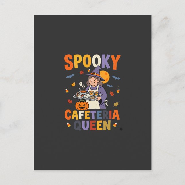 Postal Reina de la Cafetería de Halloween (Anverso)