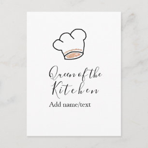 Postal Reina de la cocina chef cocinando añadir nombre co