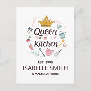 Postal Reina de la Cocina Diseño de Nombre Personalizado