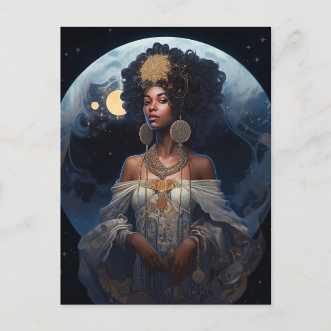 Postal Reina de la fantasía de la diosa afroamericana de  (Anverso)