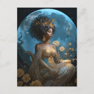 Postal Reina de la fantasía de la diosa afroamericana de 
