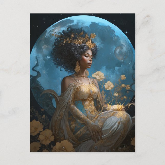 Postal Reina de la fantasía de la diosa afroamericana de  (Anverso)