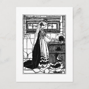 Postal Reina de los corazones haciendo tartas