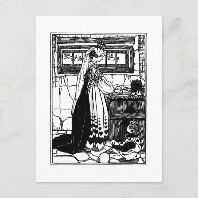 Postal Reina de los corazones haciendo tartas (Anverso)