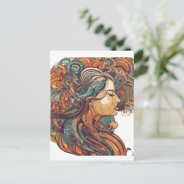 Postal Reina del Boho Afro - Artista colorido (Anverso de pie)