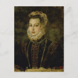 Postal Reina Elisabeth de España por Sofonisba Anguissola