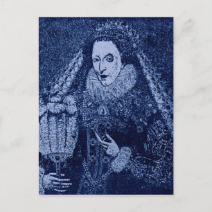 Postal Reina Isabel I en azul