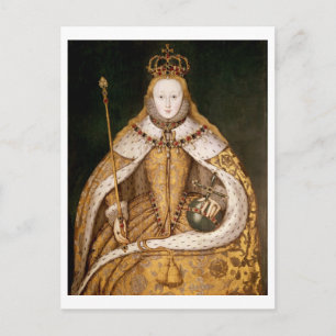 Postal Reina Isabel I en las robos de coronación