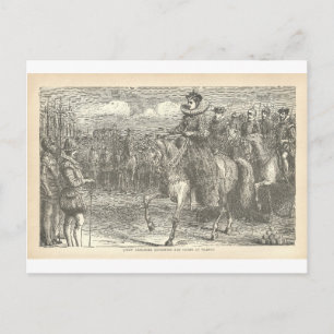 Postal Reina Isabel I en Tilbury Antiguo grabado