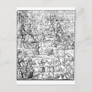 Postal Reina Isabel I en un picnic de caza