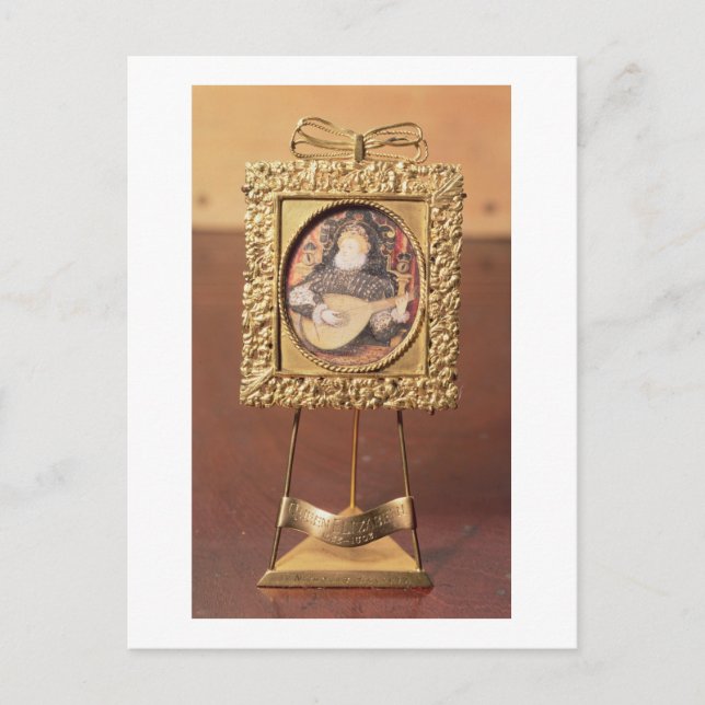 Postal Reina Isabel I tocando el luto (miniatura incluida (Anverso)