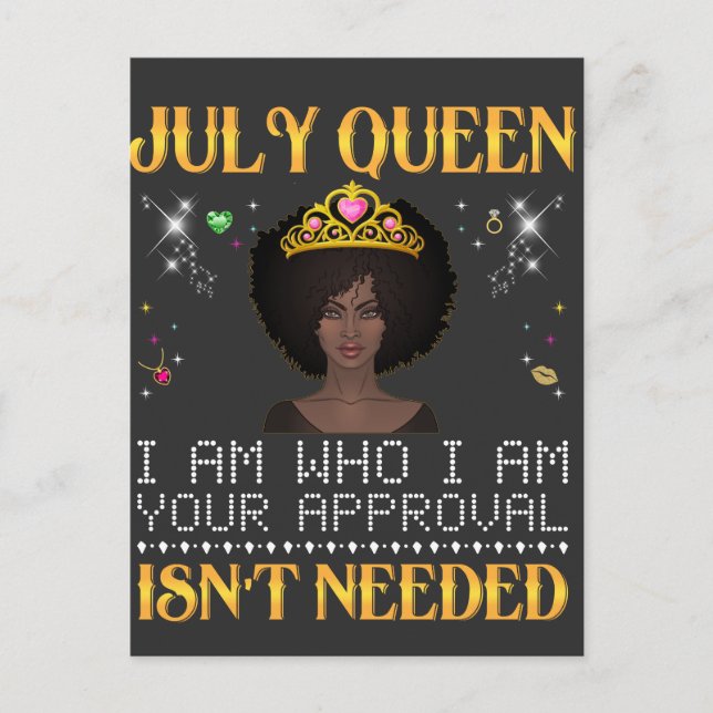 Postal reina july soy quien soy tu aprobación no es neces (Anverso)