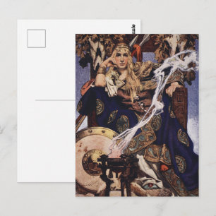 Postal Reina Medb Mitología céltica por J.C. Leyendecker