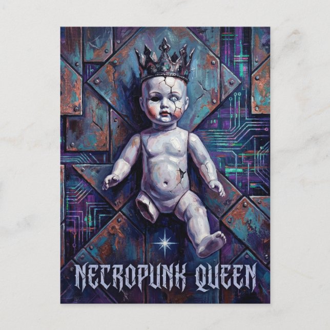 Postal Reina Necropunk de la Muñeca Rota (Anverso)